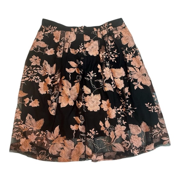 Eva Mendes New York & Co A-Line Midi Floral Embroidered Skirt Size 18 - Picture 1 of 5
